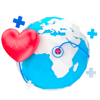 World health day earth heart stethoscope 3d png