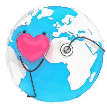 World health day earth heart stethoscope 3d png