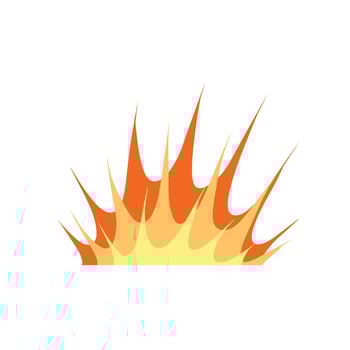 Comic boom explosion. Big cartoon fireball. Fire bang and exploding symbol isolated on white vector