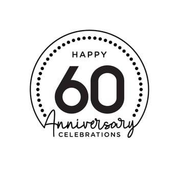 60 years anniversary. Anniversary template design concept, monochrome, design for event, invitation card, greeting card, banner, poster, flyer, book cover and print. Vector Eps10