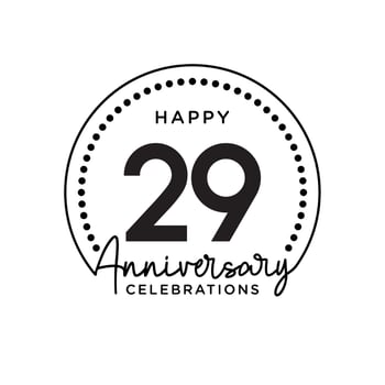 29 years anniversary. Anniversary template design concept, monochrome, design for event, invitation card, greeting card, banner, poster, flyer, book cover and print. Vector Eps10