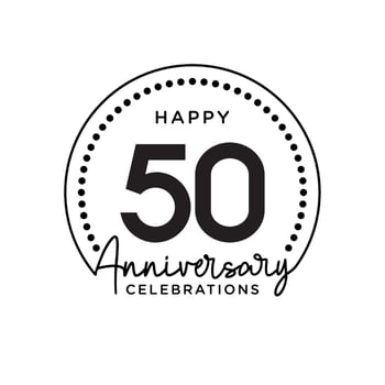 50 years anniversary. Anniversary template design concept, monochrome, design for event, invitation card, greeting card, banner, poster, flyer, book cover and print. Vector Eps10