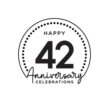 42 years anniversary. Anniversary template design concept, monochrome, design for event, invitation card, greeting card, banner, poster, flyer, book cover and print. Vector Eps10