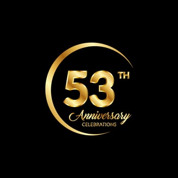 53 years anniversary. Anniversary template design concept with golden number , design for event, invitation card, greeting card, banner, poster, flyer, book cover and print. Vector Eps10