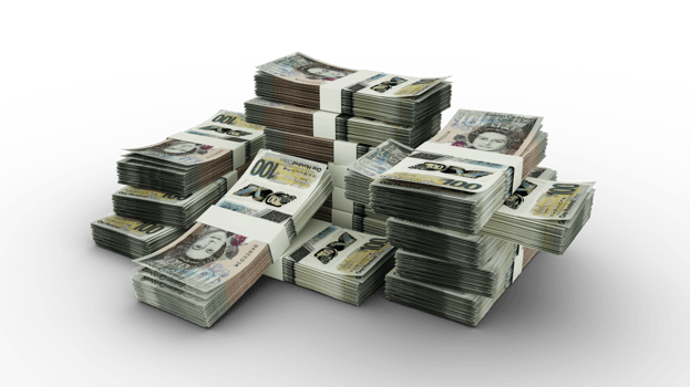 Stack of East Caribbean Dollar notes. 3D rendering of bundles of banknotes png