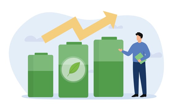 Green nature energy and electric power industry illustration concept.   Sustainable economic with renewable energy. Vector illustration.