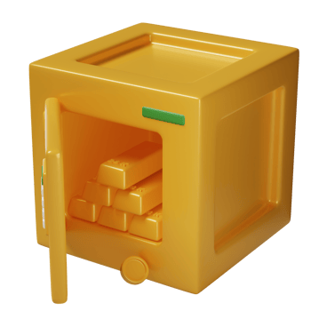 Gold safety box 3d illustration png