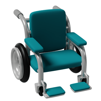 Wheel chair 3d illustration png