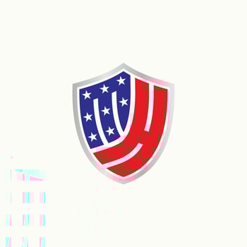 Simple but unique shield or guard emblem with letter or word MH or MA font stars inside image graphic icon logo design abstract concept vector stock used as symbol related to sport or monogram