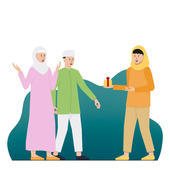 giving family gifts, Flat ramadan illustration png