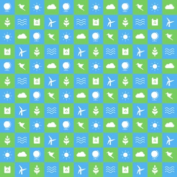 Earth Day Pattern Ecology Save Earth and Environment Green April Celebration Icons Tile Vector Illustration