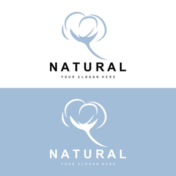 Cotton Logo, Natural Biological Organic Plant Design, Beauty Textile and Clothing Vector, Soft Cotton Flowers vector