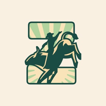 Alphabet Z Rise Sun Sky Rodeo Cowboy vector