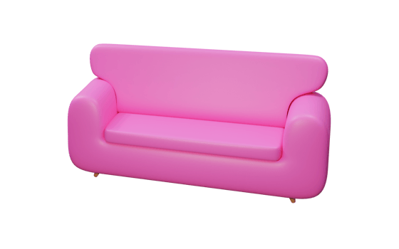 Pink sofa, mock up object. 3D Render illustration. png