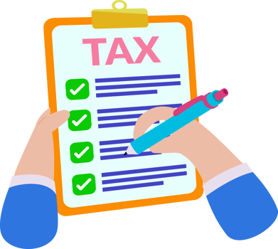 fill tax form icon. cartoon illustration of hand filling tax form png