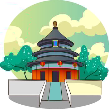 Japanese, Chinese, Mongolian Khan. Eastern warrior sitting in lotus position on the ground. Oriental man in helmet and with bow and sword. Cartoon cute character. Isolated vector