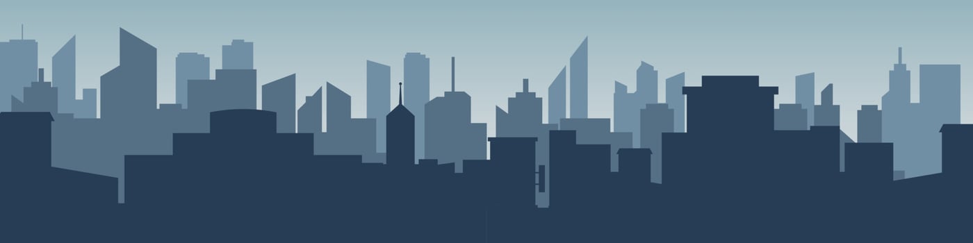 Set of cityscape background. Skyline silhouettes. Modern architecture. Horizontal banner with megapolis panorama. Building icon. Vector illustration. City silhouettes, building vector illustration