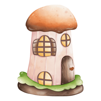 Watercolor cute fairy house, Spring Season illustration Element png