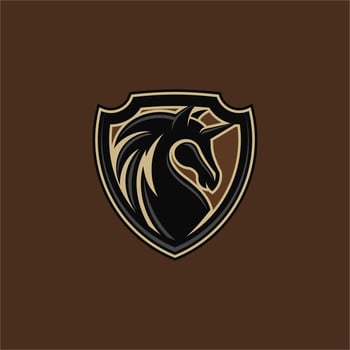 horse and shield emblem logo vector