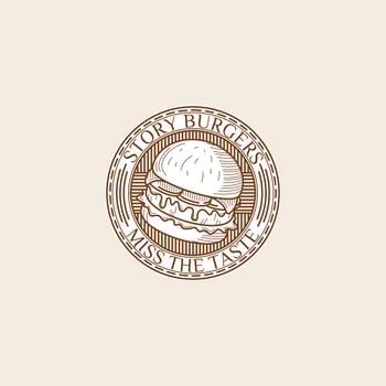 vintage burger emblem logo vector