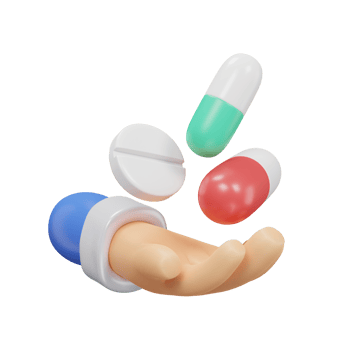 pills on hand icon medical assets 3D rendering. png