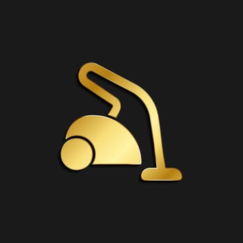Cleaner, vacuum gold icon. Vector illustration of golden icon on dark background