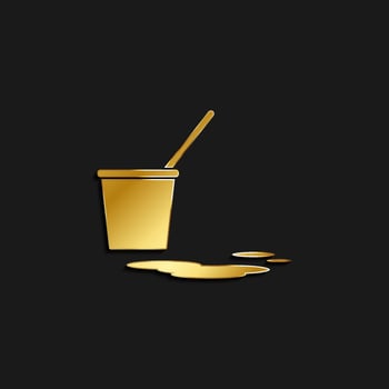Bucket, mop gold icon. Vector illustration of golden icon on dark background