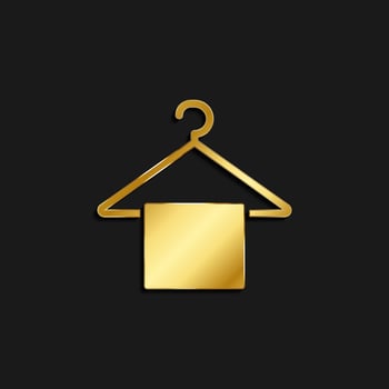 Bathroom, hanger gold icon. Vector illustration of golden icon on dark background