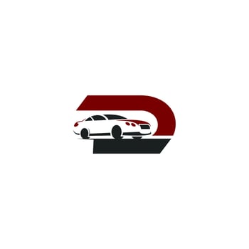 a letter D logo with a car symbolizing the automotive company or brand vector