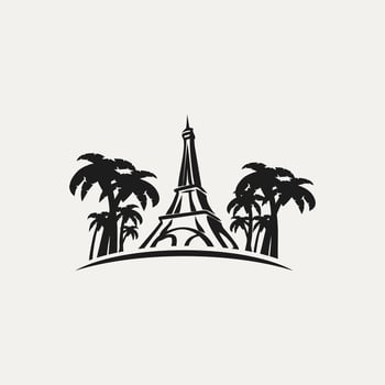 eiffel tower natural logo design vector