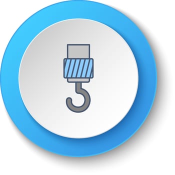 Round button for web icon, crane, hook. Button banner round, badge interface for application illustration . vector
