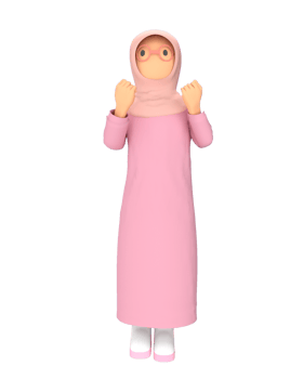 3d character Muslim woman poses enthusiastic, successful, happy, strong png