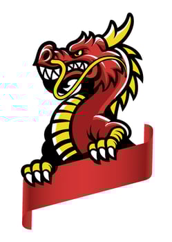 angry asian dragon grip the blank banner vector