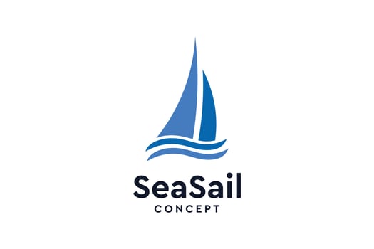 Sea boat sail logo design inspiration vector