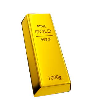 3d realistic fine gold. shiny gold bar. bullion. 3d rendering illustration. png