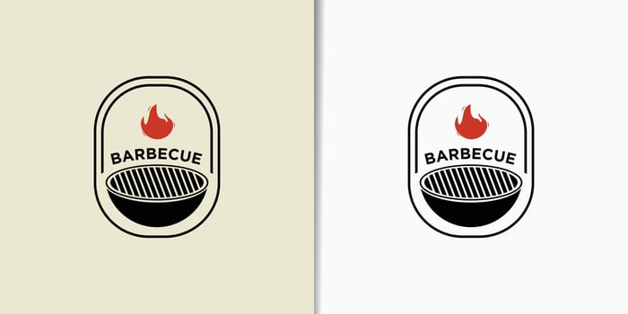 Vector vintage retro rustic BBQ grill barbecue barbecue logo