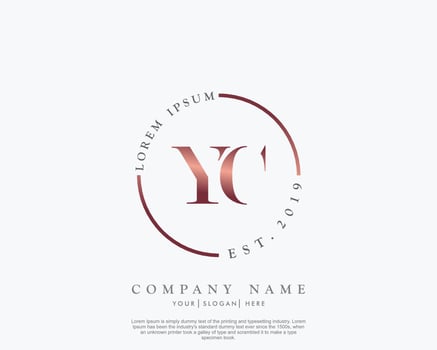 Initial letter YC Feminine logo beauty monogram and elegant logo design, handwriting logo of initial signature, wedding, fashion, floral and botanical with creative template vector