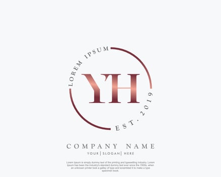 Initial letter YH Feminine logo beauty monogram and elegant logo design, handwriting logo of initial signature, wedding, fashion, floral and botanical with creative template vector