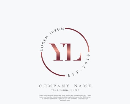 Initial letter YL Feminine logo beauty monogram and elegant logo design, handwriting logo of initial signature, wedding, fashion, floral and botanical with creative template vector