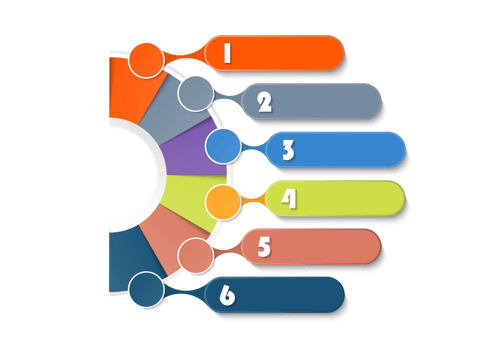 Infographic with 6 steps, process or options. png