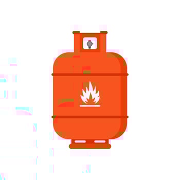 LPG flat design. Flammable gas tank icon. Propane, butane, methane gas tank. Gas cylinder bottle icon. Flat illustration of gas cylinder bottle vector icon for web design