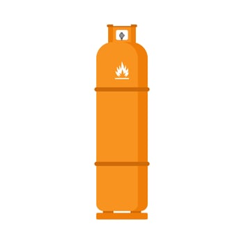 LPG flat design. Flammable gas tank icon. Propane, butane, methane gas tank. Gas cylinder bottle icon. Flat illustration of gas cylinder bottle vector icon for web design