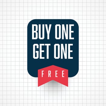 Buy one get one free tag label template design vector