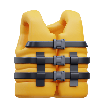 3d render Life vest icon illustration, suitable for safety design themes, user manual themes, web, app etc png