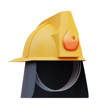 3d illustration of firefighter hat icon, safety tools png