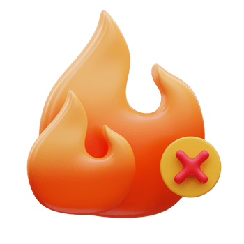 3d render Fire sign icon illustration, suitable for safety design themes, user manual themes, web, app etc png