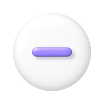 Math 3D icon. Purple arithmetic minus sign on white round button. 3d realistic design element. vector