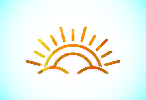 Abstract polygonal sun logo design, Solar sunburst icon. Geometric triangle shapes vector