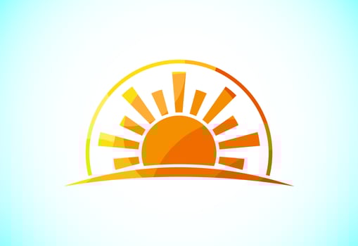 Abstract polygonal sun logo design, Solar sunburst icon. Geometric triangle shapes vector