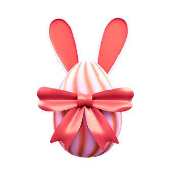 Easter Bunny Egg With Ribbon png